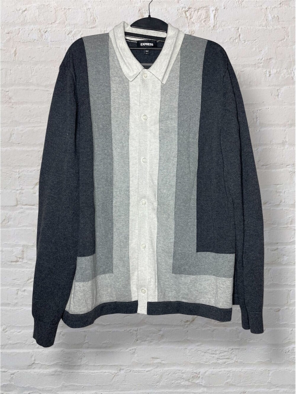 Express Knit Cardigan Polo 90s Grandpa Core Indie Sleaze XL